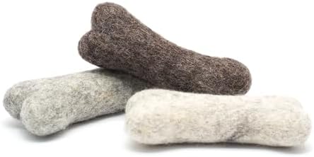 Glaciart One Felted Wool Dog Chew Bone Mini (3 Pcs)| Durable Dog Chew Toy, for Teething & Teeth Cleaning | Fetch Games & for Anxiety/Boredom | Great for Small Puppy