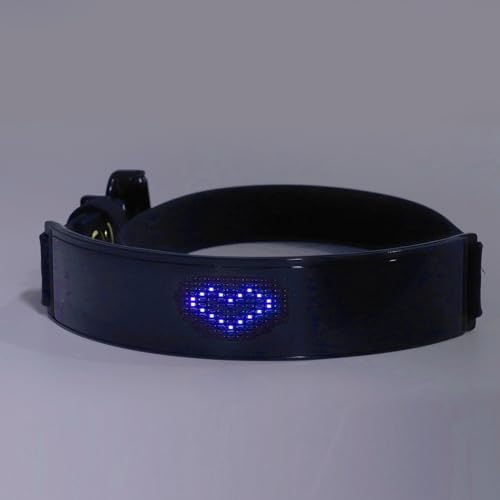 Acouto Fashionable LED Dog Collar with DIY Screen - Rechargeable in the Dark Necklace for Pet and (Blue Light)