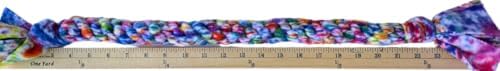 Dog Puppy Tug Pull Toy Rope Play Durable Interactive Entertaining Heavy Duty Fleece Round Square Braid (Rainbow)