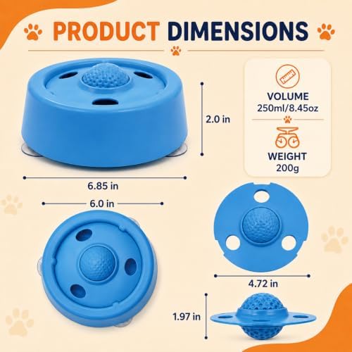 Slow Feeder Dog Bowls,Dog Enrichment Toys,Dog Slow Feeder Bowl,Dog Licking Bowl with Rolling Ball,Dog Lick Toy,Interactive Dog Toys,paw Calm Lick Bowl,Dog Feeder for Wet Food, Yogurt, Bone Broth