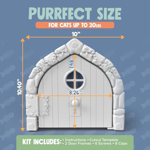 Fairy® Door Interior Pet Door - Large Cat Door for Cats Up to 20 lbs, Durable & Versatile Indoor Kitty Door for Solid or Hollow Core, Stylish Cat Hole, Comfortable, Easy Install, with Tight Lock