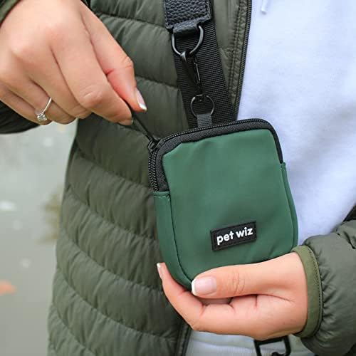pet wiz Dog Walking Bag with Detachable and Adjustable Strap & Matching Treat Pouch (Green)