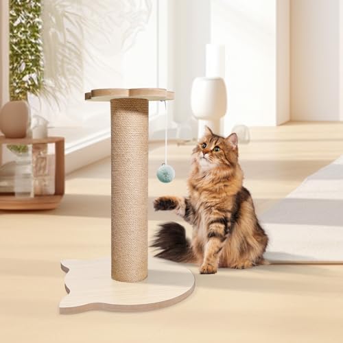18” Tall Cat Tree for Kittens, Jute Scratching Post with Hanging Ball for Kitten & Adult Cats, Small Cat Tower with Toys, Pets Activity Tree Indoor