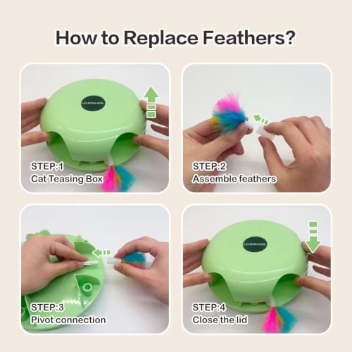 Interactive Whack-a-Mole Cat Toy — Automatic Mushroom Feather Pop-Up Play Toy for Cats, Cognitive Stimulation & Exercise, Durable Pet Entertaining Game (Green)