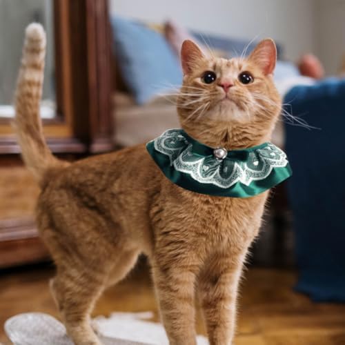Cat Lace Scarf Collar with Pearl Bow Adjustable Polyester