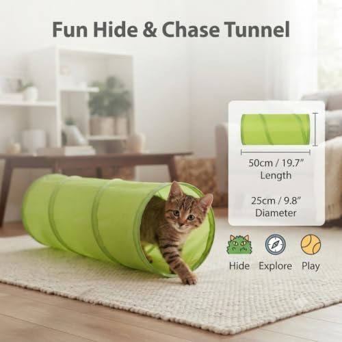Cat Toys Variety Pack for Indoor Cats, 21PCS Interactive Kitten Toys Set with Collapsible Cat Tunnel, Feather Teaser Wand, Plush Mice, Balls & Cat Toys for Kittens and Adult Cats