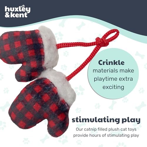Huxley & Kent Plush Crinkle Catnip Cat Toy, Mittens for Kittens