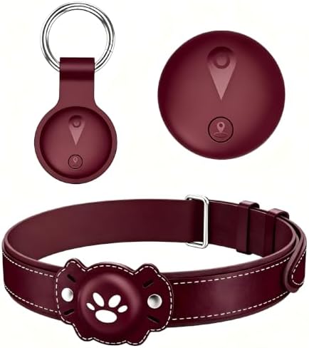 GPS Tracker for Cats: Smart Pet Collar with Real-Time Tracking, Red