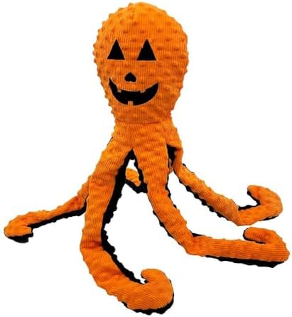 Pet Lou Dotty Friends 2.0 Halloween Octopus, 26-inches Height, Orange and Black, Squeak Toy, Corduroy, Pet Toys and Supplies