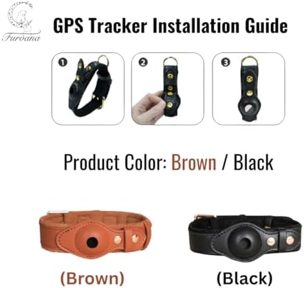 Genuine Leather Dog Collar with Smart Tag Holder Compatible with AirTag, Scratch-Resistant Finish, Microfiber Lining, Adjustable Design for All Breeds (Brown, Large: Width = 1.6"; Neck = 17" - 23")