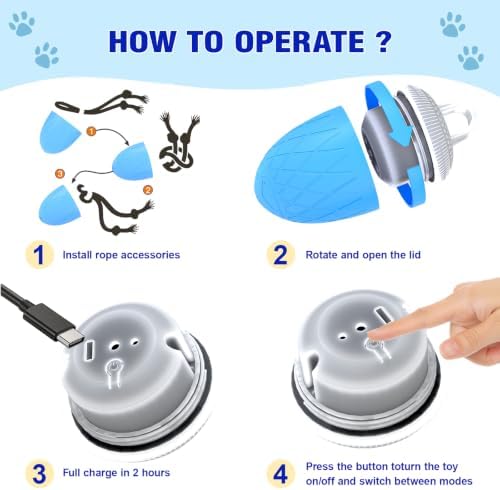 Smart Interactive Dog Toy Ball, Dog Enrichment Toys, Dog Barking Ball, E-TPU Material, Electric Automatic Moving and Rolling Dog Toy with Rope for Small, Medium, Large Dogs Boredom