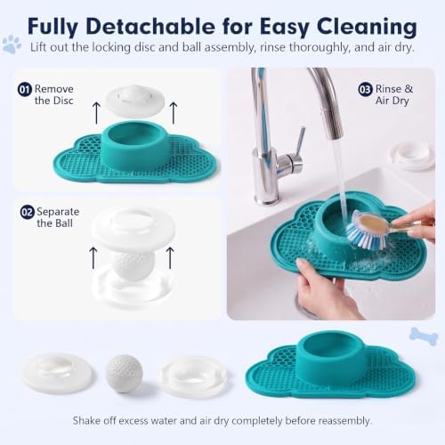Anti-Slip Slow Feeder Dog Bowl and Lick Mat with Rolling Ball