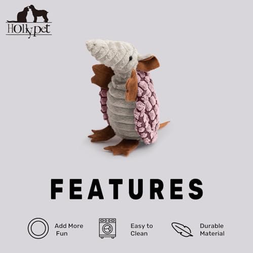 Hollypet Armadillo Squeaky Puppy Dog Toys for Small Medium Dogs, 6"