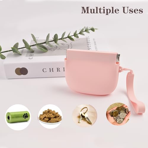Silicone Dog Treat Pouch Portable Snack Pouch (Pink & Purple)