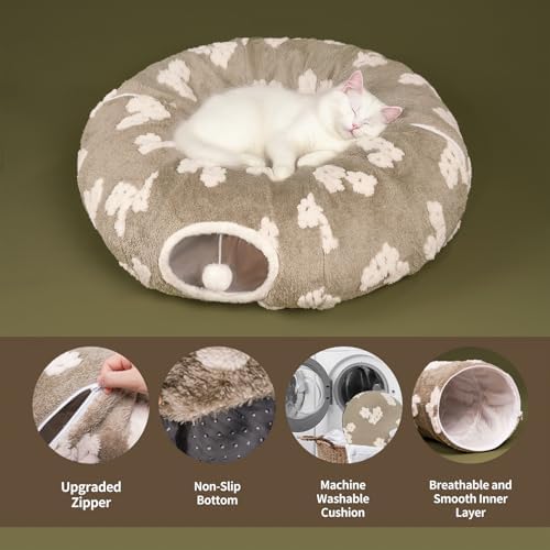 Pesen Cat Tunnel Bed with Soft Cushion for Indoor Cats and Kittens