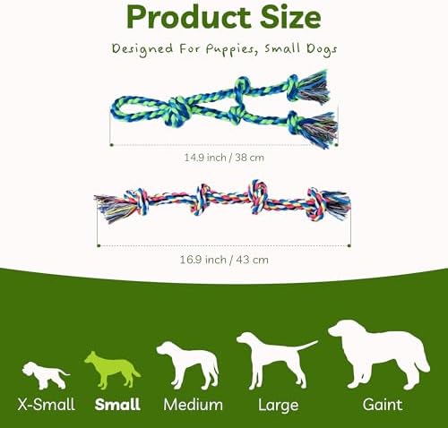 2 Pack Dog Rope Toy for Small Dogs, Durable Cotton Puppy Teething Toys