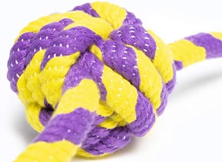 Roscoe's Pet Products Braided Rope Ball with Two Knots Toy for Dogs. Safe and Non-Toxic