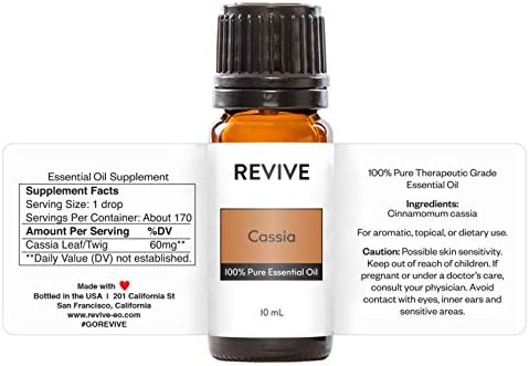 Cassia Essential Oil by Revive Essential Oils - 100% Pure Therapeutic Grade, for Diffuser, Humidifier, Massage, Aromatherapy, Skin & Hair Care
