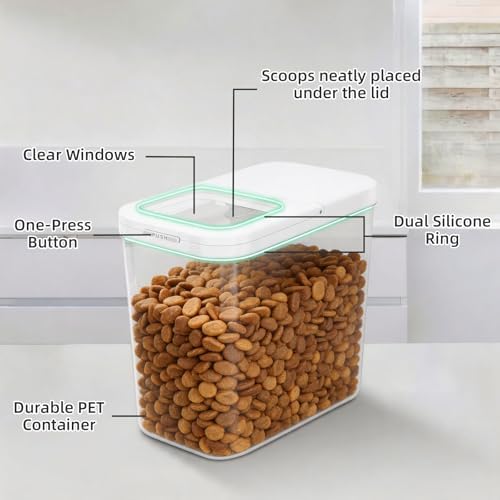TBMax Dog Cat Food Storage Container 12Lbs with Airtight Flip-up Lid, Large Pet Food Dog Treat Container with Scoop, Airtight Food Storage Bin for Kitchen Organization