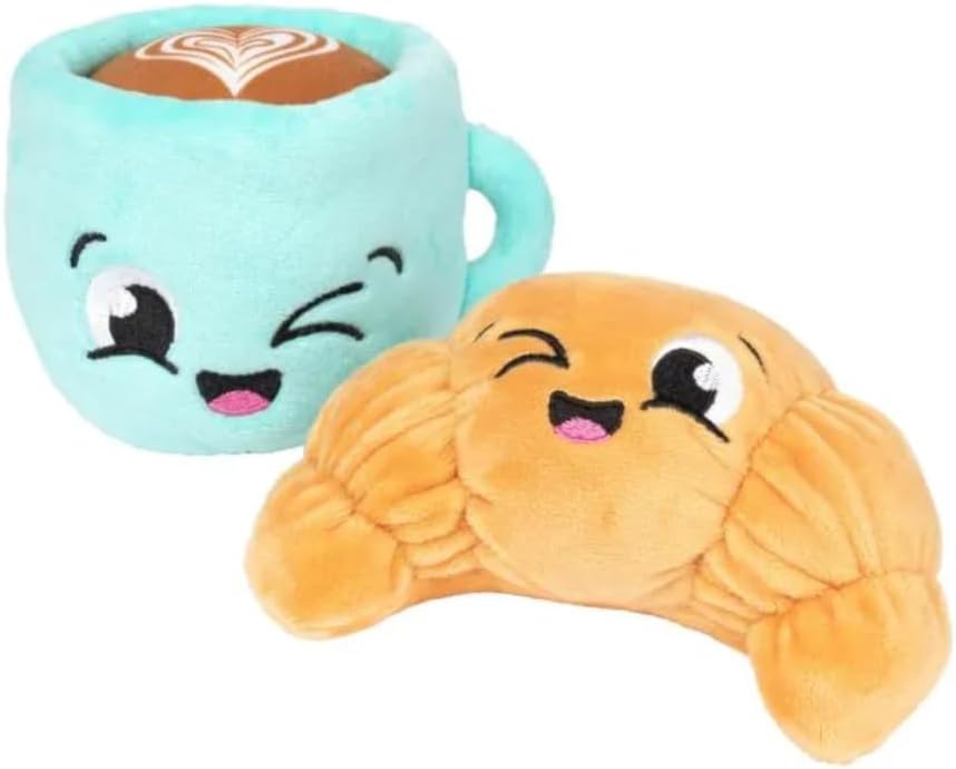 Croissant & Cappuccino Dog Toy Breakfast Set Premium Plush with Squeakers