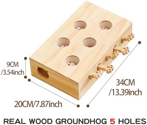 Whack a Mole Cat Toy with Pop Up Mice - Interactive Puzzle Game & Scratch Board for Indoor Cats, Mental Enrichment and Exercise, Fun Cat Puzzle Box Toy