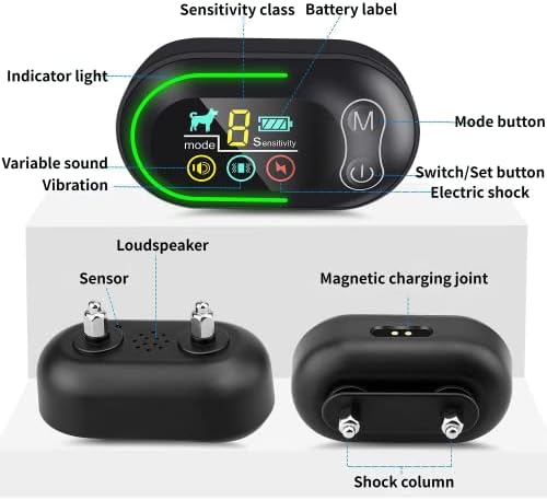 Dog Bark Collar,Rechargeable Smart Barking Collar, Anti Barking Training Collar with 5 Adjustable Sensitivity & Beep Vibration Shock, Bark Shock Collar for Large Medium Small Dogs