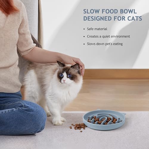 Coomazy Slow Feeder Cat Bowl Silicone Pet Puzzle Feeder for Slow Eating