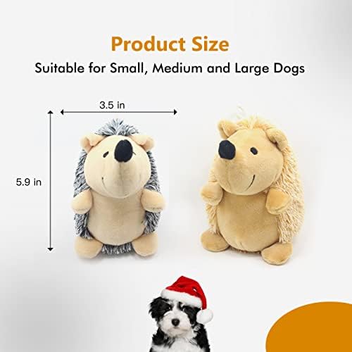CPYOSN Dog Squeaky Toys, Durable Stuffed Crinkle Plush Dog Chew Toys for Puppy Teething, Interactive Dog Toys for Small, Medium and Large Dogs (Grey+Yellow, Hedgehogs)