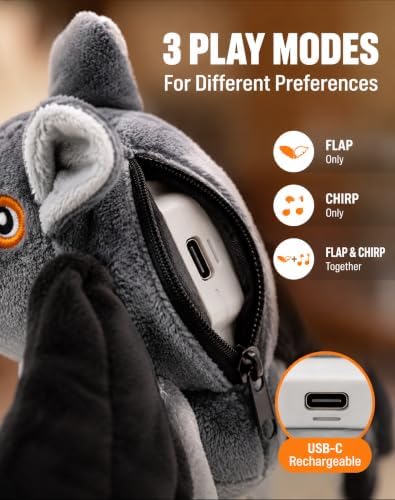 Flying Bat Dog Toy, Realistic Flying Interactive Pet Toy with Pet Hair Removal Gloves, Detachable Bat Shape Toy for Dogs Outdoor Play Training