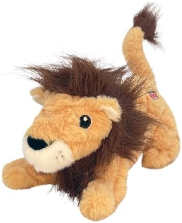 KONG Scampers Wildlife Plush Dog Toy with Low Tone Squeaker (Lion/Lemur Combo)