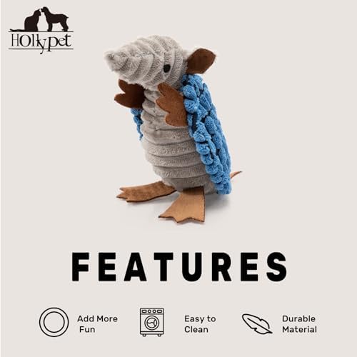 Hollypet Armadillo Squeaky Puppy Dog Toys for Small Medium Dogs, 6"