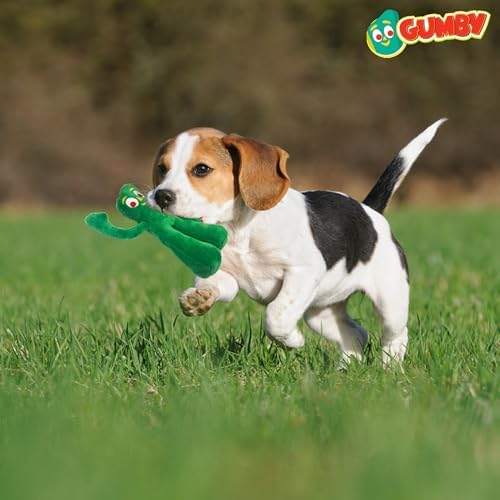 Multipet Small Gumby Stuffed Dog Toy with Squeaker | Gumby Dog Toy Plush Small | Green | 6" | Officially Licensed (6" - Plush Gumby)