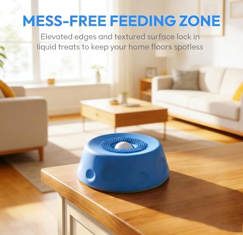 Dog Lick Bowl with Ball, 2026 Upgraded Lick Ball Bowl for Dogs,Dog Licking Bowl with Rolling Ball, Slow Feeder Ball Bowl to Slow Pet Eating,for Yogurt, Bone Broth, Water, Interactive Lick Toy (Blue)