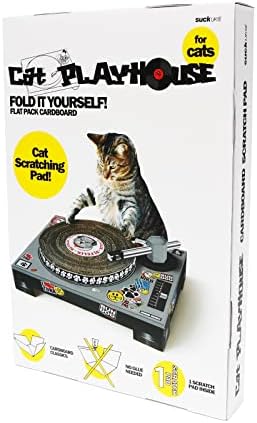 Suck UK Cat Scratcher DJ Decks - Cardboard Cat Scratchers - Funny Cat Scratching Board - Cat Scratching Mat - Interactive Cat Toy & Kitten Toys - Cat Furniture - Cat Gifts - Novelty Gifts for Cats