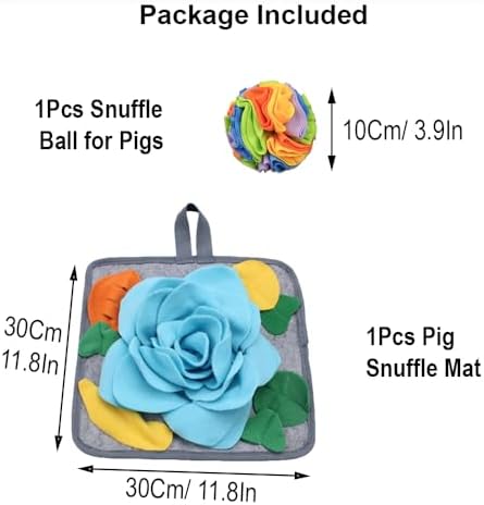 Pig Snuffle Mat and Snuffle Ball for Pigs β Pig Enrichment Toys for Mini Pigs, Potbellied Pigs & Farm Use β Interactive Foraging & Rooting Toy, Slow Feeding Pig Toys Accessories