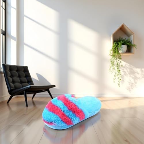 Blue Cute Pet Puppy Dog Cat Slipper Shape Plush Slipper Sound Pet Toy Pet Dog Chew Toys Squeak Plush Toys Shape Tooth Cleaning Chew Play Toy Supplies