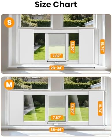 Upgraded Pet Cat Door for Window, Adjustable Width of 35"-46" Window Cat Door Insert, Quick Installation Pet Doors for Cats Small Dog with Aluminum Frame, Tight Seal, Safety & Weatherproof, HD Glass