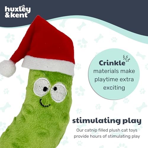 Huxley & Kent Plush Crinkle Catnip Cat Toy, Dilly Claus