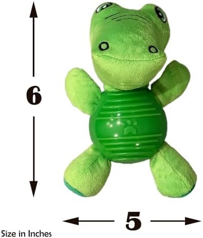 Green Frog Plush Chew Toy for Dogs, Soft Plush Dog Toy with Durable Ball for Small, Medium, Large Dogs.
