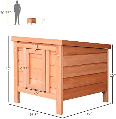 Small Wooden Rabbit Hutch with Openable Waterproof Roof Outdoor Bunny Cage for Guinea Pigs Ducks Puppies - 16.5" L x 20" W x 17" H Natural Wooden Pet House for Garden & Patio