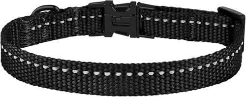 Reflective Dog Collar, Quick-Release Buckle (Black, 7-11 Inch)