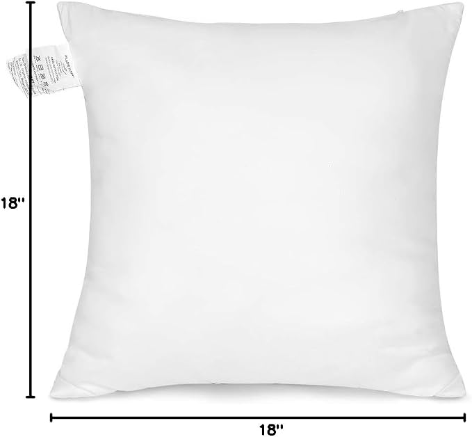 OTOSTAR Throw Pillows Inserts 18x18 Inches, Set of 4 Square Form Cushion Stuffer for Couch, Sofa, Bed - Indoor Decorative Pillows Inserts - White