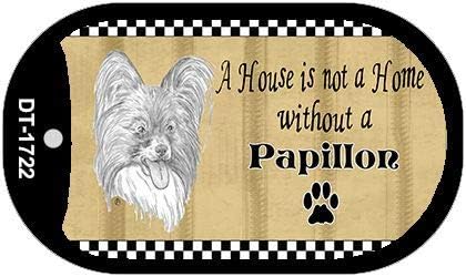 Smart Blonde Papillon Pencil Sketch Novelty Metal Dog Tag Necklace DT-1722