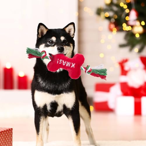 PUPTECK Christmas Dog Squeaky Chew Toys 3 Pack