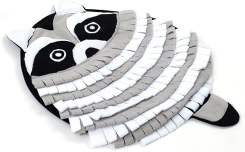 Pet Snuffle Mat Dog Foraging Food Mats Interactive Feeding Puzzle Toy Animal Design Fleece Slow Feeder Treat Dispenser for Dogs Rabbits Guinea Pigs (Raccoon)