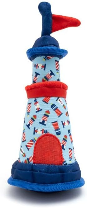 The Worthy Dog Icons Pattern Tough Plush Squeaky Dog Toy, Lighthouse