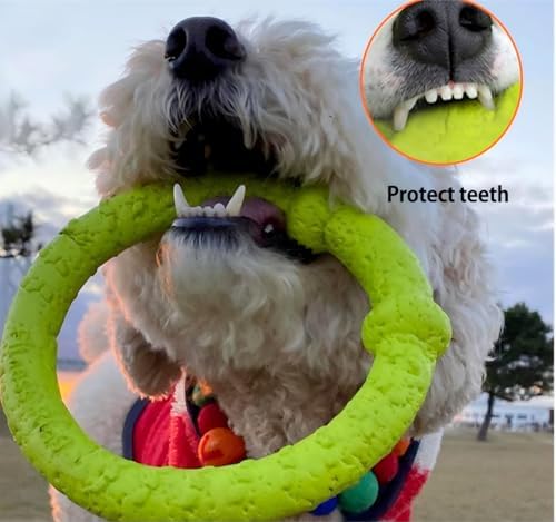 LaRoo Dog Ring Toy, Durable Soft Flying Disc, Thickened, Floatable Pool Toy for Medium Large Dogs, Interactive Tug of War & Fetch Toy for Outdoor Training, Teeth Cleaning & Exercise (Green-11.8inch)