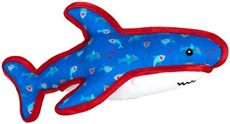 The Worthy Dog Animal Pattern Tough Plush Squeaky Dog Toy, Chomp Shark