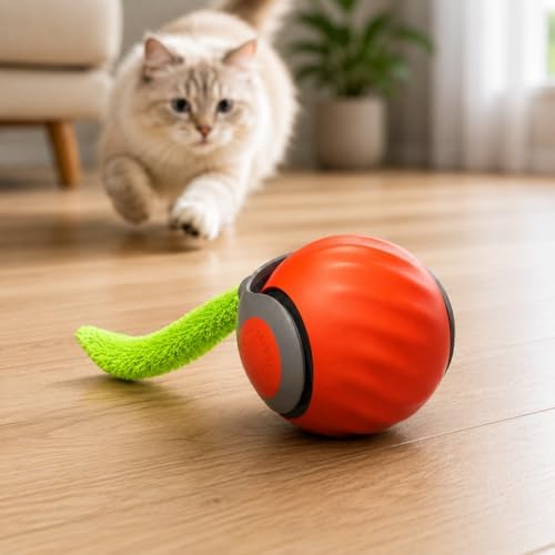Smart Fast Rolling Ball Cat Toy, Orange
