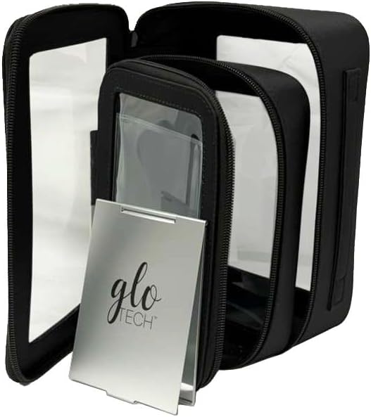 3-Piece Cosmetic Bag Set – Makeup Bag Duo with Compact Mirror, Travel & Everyday Beauty Organizer (Black)